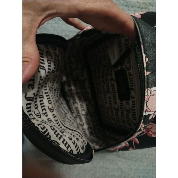 Juicy Couture Floral Logo Backpack Black & Pink Y2K Feminine - Picture 13 of 15